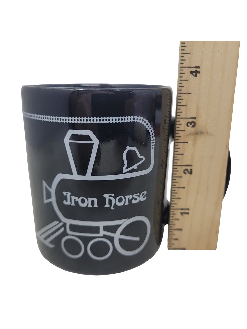Iron Horse Train Locomotive Black Ceramic Coffee Mug Cup Vintage Diner Style